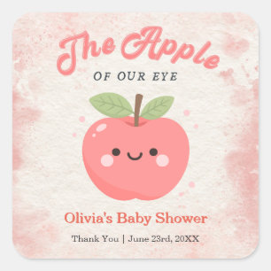 Schattig De Appel Van Ons Oog Baby Shower  Vierkante Sticker