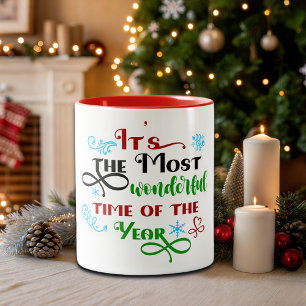 Schattig 'De meest wonderbaarlijke tijd' Kerstmis  Tweekleurige Koffiemok