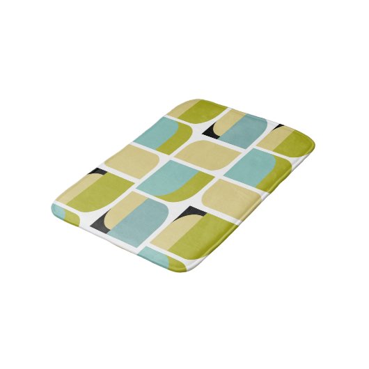 Schattig Deens Modern Geel en Turquoise Geometrisc Badmat (Gekanteld)