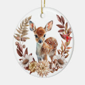 Schattig Deer Fawn Krans Kleindochter Keramisch Ornament (Links)