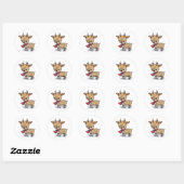 Schattig deer in Scarf Illustrated Art Ronde Sticker (Vel)