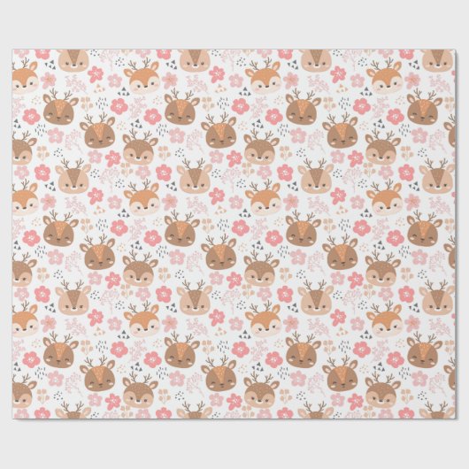 Schattig deer Pattern Wrapping Paper Cadeaupapier (Vlak)