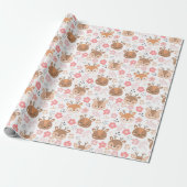 Schattig deer Pattern Wrapping Paper Cadeaupapier (Uitgerold)