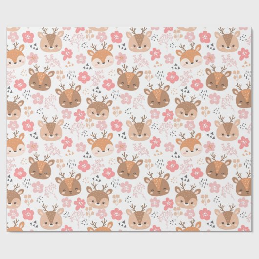 Schattig deerpatroon cadeaupapier (Vlak)