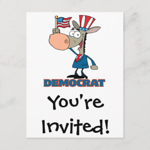 schattig democratisch ezelscartoonpersonage kaart