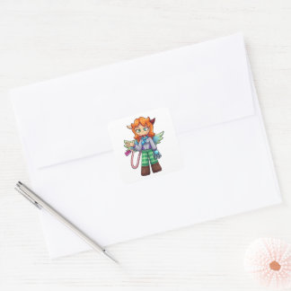 Schattig Demon Engel Meisje Vleugels Mechanische A Vierkante Sticker