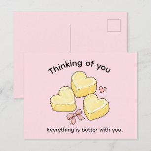 Schattig, denkend aan jou, alles is boter met jou briefkaart