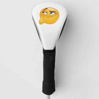 Schattig Denkende Emoji Grappige Smalende Gezicht Golfheadcover
