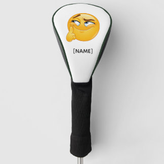 Schattig Denkende Emoji Grappige Smalende Gezicht Golfheadcover