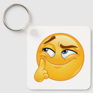 Schattig Denkende Emoji Grappige Smalende Gezichts Sleutelhanger