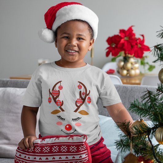 Schattig Der Face met siervoorwerpen op Antlers, Z Kinder Shirts