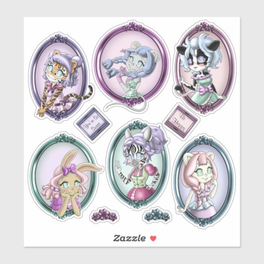 Schattig dier anime meisje kawaii sticker (Vel)