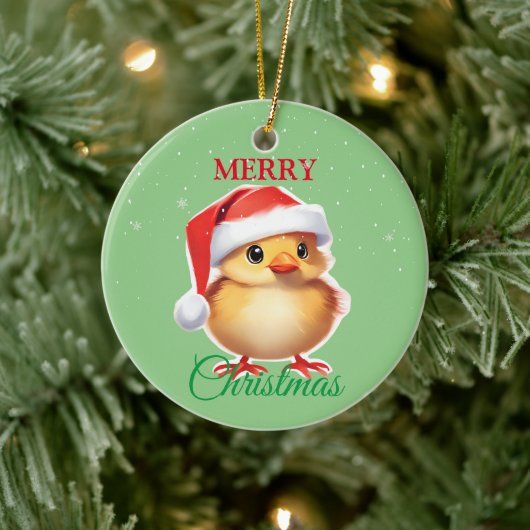Schattig dier baby chick Kerstmis kostuum Keramisch Ornament (Boom)