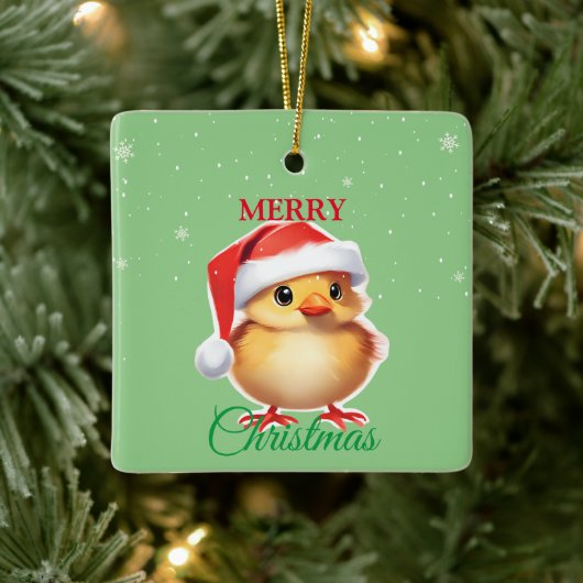 Schattig dier baby chick Kerstmis kostuum Keramisch Ornament (Boom)