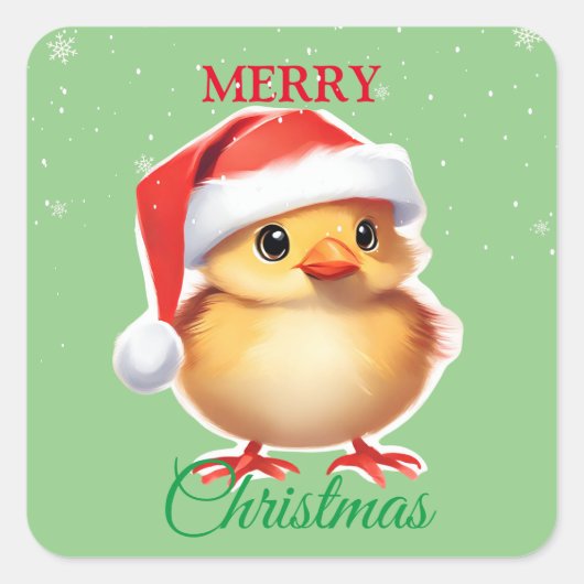 Schattig dier baby chick Kerstmis kostuum Vierkante Sticker (Voorkant)