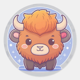 Schattig dier bizon ronde sticker