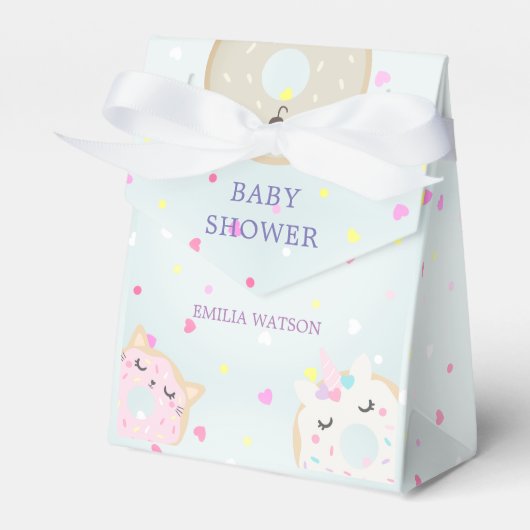 schattig dier donuts baby shower Favor Box Bedankdoosjes (Voorkant Zijde)