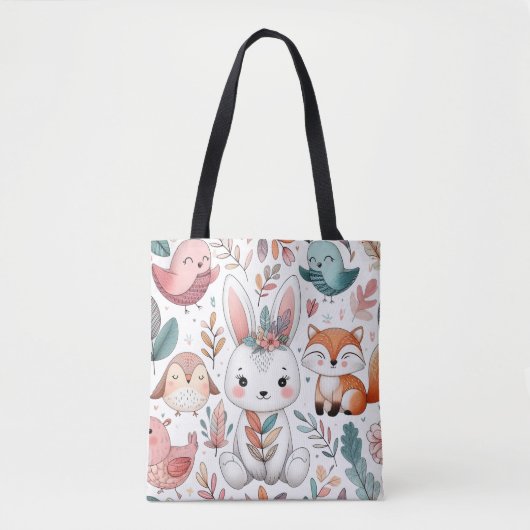 schattig dier doodle art patroon naadloos tote bag (Voorkant)