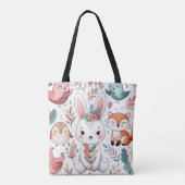 schattig dier doodle art patroon naadloos tote bag (Achterkant)