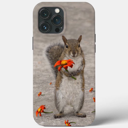 Schattig dier eekhoorn met rode zonnebloem Tithoni Case-Mate iPhone Case (Achterkant)
