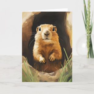 schattig dier groundhog feestdagen kaart