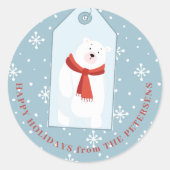 Schattig dier Kerstmis winter leuke ijsbeer blauw Ronde Sticker (Voorkant)