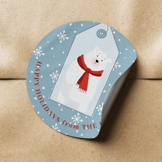Schattig dier Kerstmis winter leuke ijsbeer blauw Ronde Sticker
