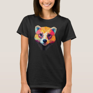 Schattig Dier Kleurrijke Geometrische Ferret Gezic T-shirt