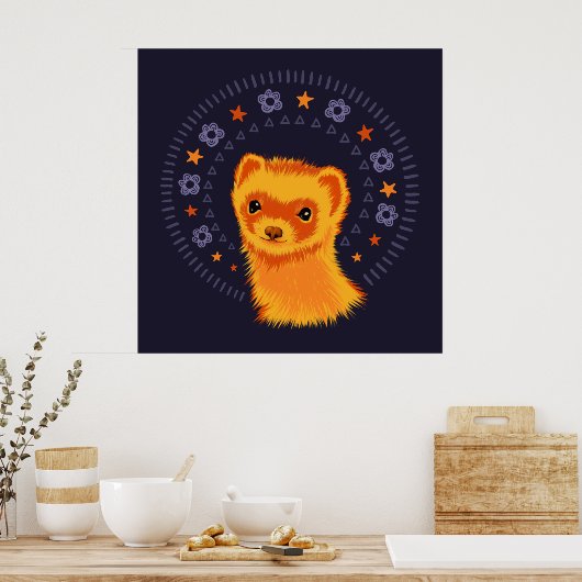 Schattig dier met kop poster (Keuken)