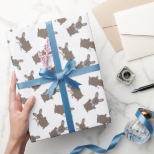 Schattig dier Paashaas met bloemen baby jongen Cadeaupapier