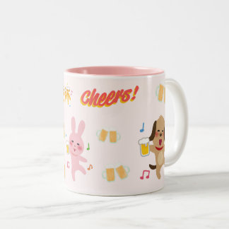 schattig dier proost bier mok. tweekleurige koffiemok