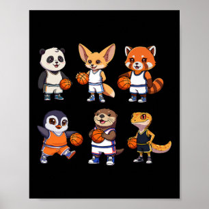 Schattig dier Team sporten Cartoon ontwerp Poster