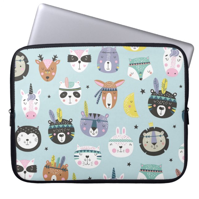 Schattig dier Tribal: Boho patroon Laptop Sleeve (Voorkant)