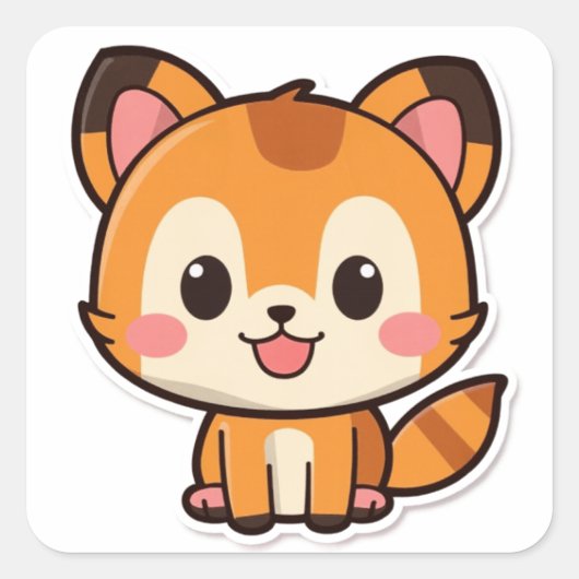 Schattig Dier Vierkante Sticker (Voorkant)