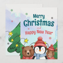 Schattig dier watercolor Kerstmis Blauwe kleur