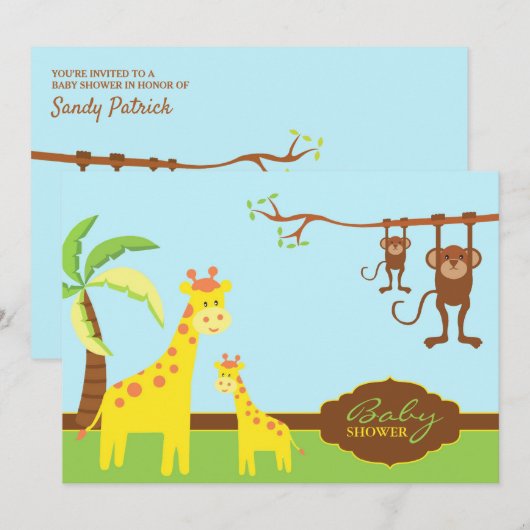 Schattig Dieren Baby shower Dank u Kaart (Voorkant / Achterkant)