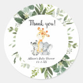 Schattig Dieren Genderneutraal baby shower Ronde Sticker (Voorkant)
