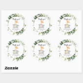Schattig Dieren Genderneutraal baby shower Ronde Sticker (Vel)