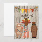 Schattig Dieren, Pelgrims Indianen Thanksgiving Pl Bedankkaart (Voorkant / Achterkant)