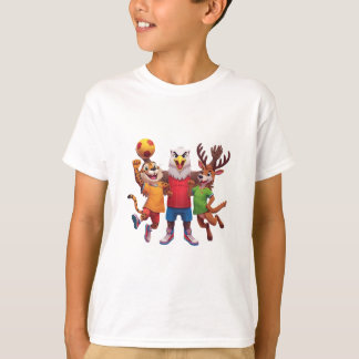Schattig Dieren Sportteam Mascotte Cartoon Ontwerp T-shirt