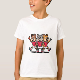Schattig Dieren Sportteam Mascotte Cartoon Ontwerp T-shirt