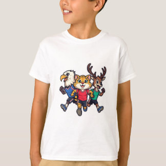 Schattig Dieren Sportteam Mascotte Cartoon Ontwerp T-shirt
