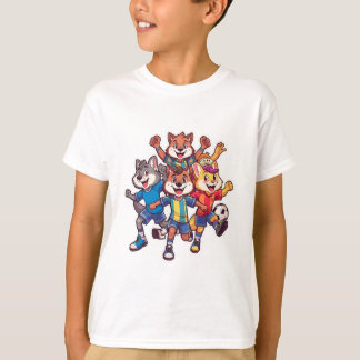 Schattig Dieren Sportteam Mascotte Cartoon Ontwerp T-shirt