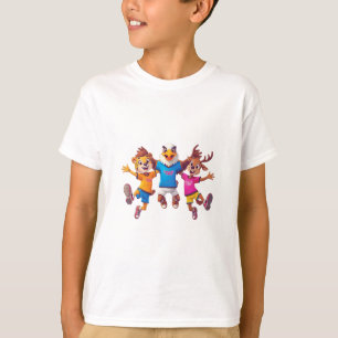 Schattig Dieren Sportteam Mascotte Cartoon Ontwerp T-shirt