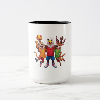 Schattig Dieren Sportteam Mascotte Cartoon Ontwerp Tweekleurige Koffiemok