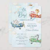 Schattig Dieren Vliegtuig Avontuur Oh Boy Baby sho Kaart (Voorkant / Achterkant)