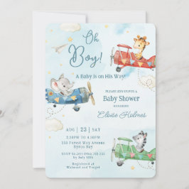 Schattig Dieren Vliegtuig Avontuur Oh Boy Baby sho Kaart