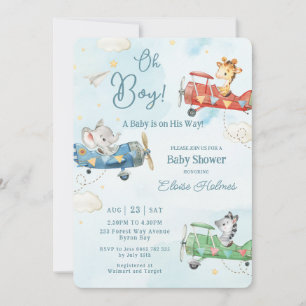 Schattig Dieren Vliegtuig Avontuur Oh Boy Baby sho Kaart