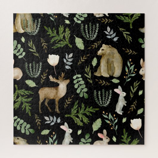 Schattig Dieren: Waterverf Hand getrokken. Legpuzzel (Verticaal)