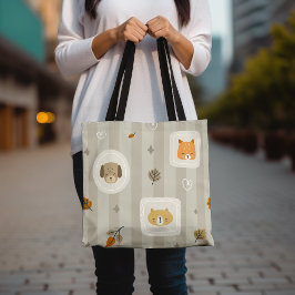 Schattig Dierengezichten Hond en Kattenliefhebber Tote Bag